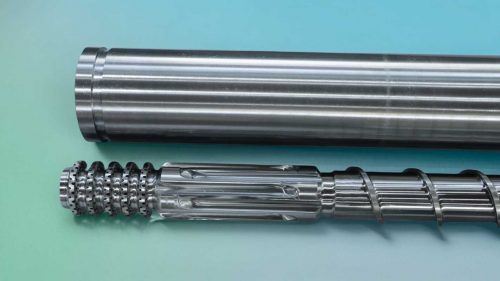 出口国外的聚乙烯(PE)吹膜机双合金螺杆机筒 出口国外的聚乙烯(PE)吹膜机双合金螺杆机筒